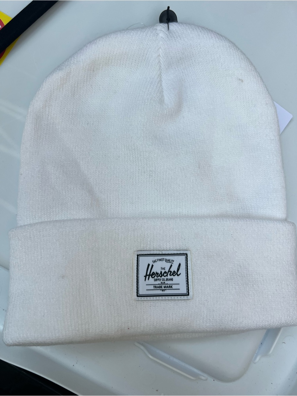 Herschel Supply Company White Fold-Over Knit Beanie